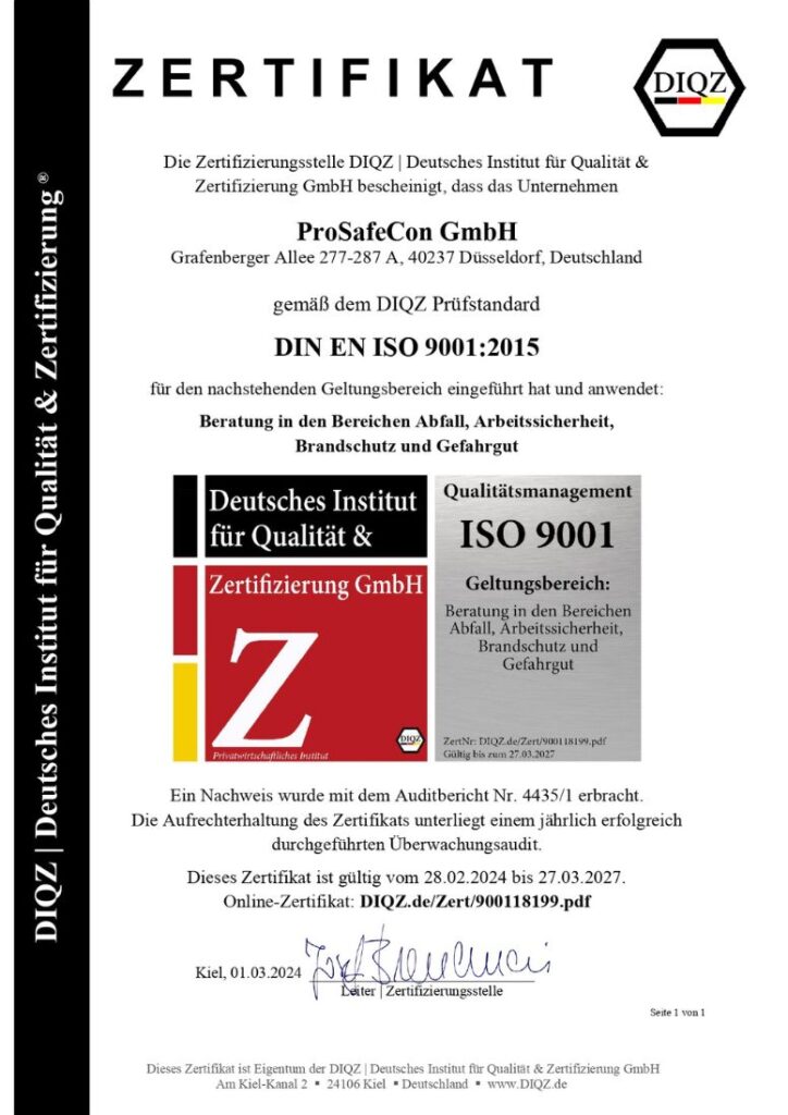 ProSafeCon erhält Zertifizierung nach ISO 9001 | ProSafeCon